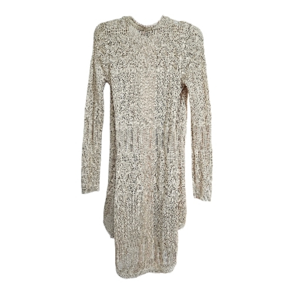 Almost Famous Long Crochet Open Front Asymmetrical Hem Knit Cardigan Kimono Med - Picture 4 of 6